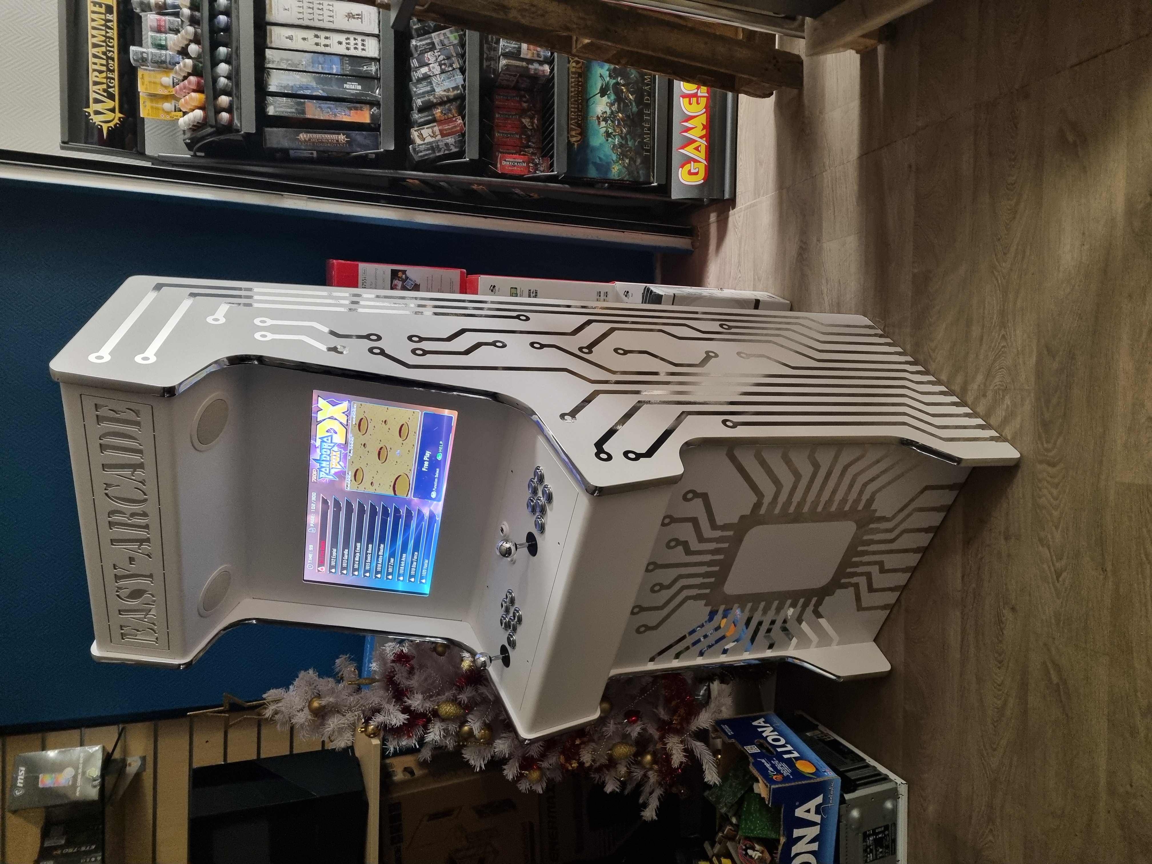 Borne arcade EasyArcade blanche motif circuit imprimé