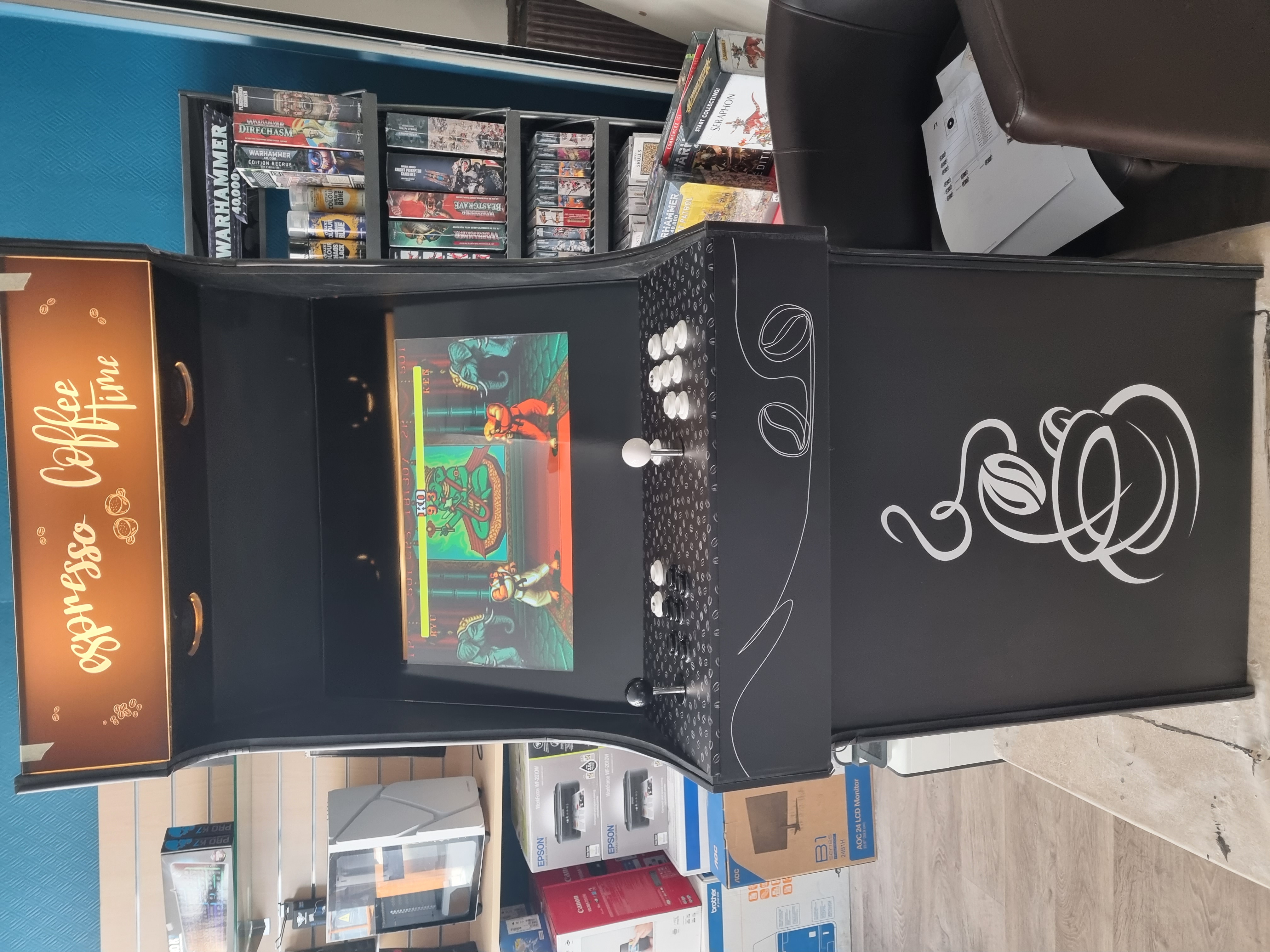 Borne arcade thème café personnalisée